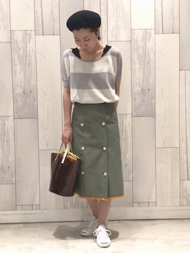 「LEPSIM（レプシィム）のアイテム（ハンチング/ベレー帽）」を使った、ﾏｲｺﾊﾞさん（レディース・155cm）の夏コーディネート