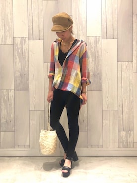 「LEPSIM（レプシィム）のアイテム（キャスケット）」を使った、ﾏｲｺﾊﾞさん（レディース・155cm）の夏コーディネート