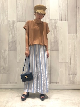 「LEPSIM（レプシィム）のアイテム（キャスケット）」を使った、ﾏｲｺﾊﾞさん（レディース・155cm）の夏コーディネート