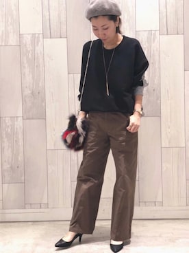 「Q（キュー）のアイテム（パンツ）」を使った、ﾏｲｺﾊﾞさん（レディース・155cm）の秋コーディネート