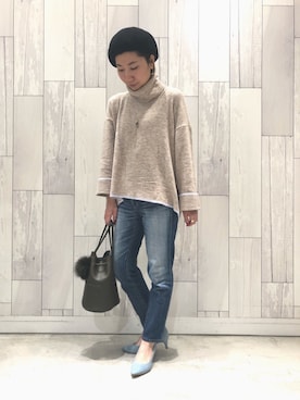 「Q（キュー）のアイテム（帽子）」を使った、ﾏｲｺﾊﾞさん（レディース・155cm）の冬コーディネート