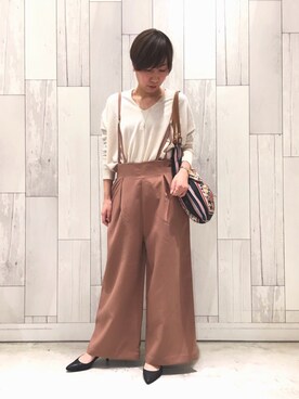 「Q（キュー）のアイテム（オールインワン・サロペット）」を使った、ﾏｲｺﾊﾞさん（レディース・155cm）の冬コーディネート