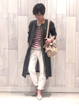 「Q（キュー）のアイテム（MA-1）」を使った、ﾏｲｺﾊﾞさん（レディース・155cm）の春コーディネート
