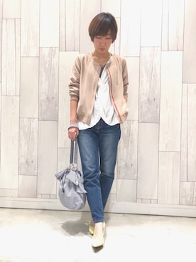 「Q（キュー）のアイテム（シューズ）」を使った、ﾏｲｺﾊﾞさん（レディース・155cm）の春コーディネート