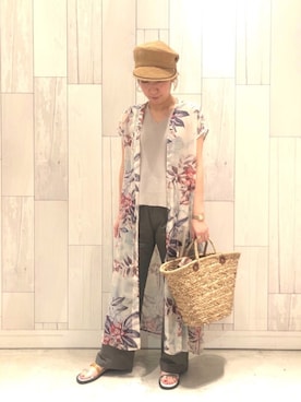 「Casselini（キャセリーニ）のアイテム（かごバッグ）」を使った、ﾏｲｺﾊﾞさん（レディース・155cm）の夏コーディネート