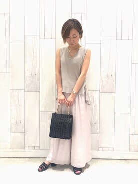 「Casselini（キャセリーニ）のアイテム（かごバッグ）」を使った、ﾏｲｺﾊﾞさん（レディース・155cm）の夏コーディネート