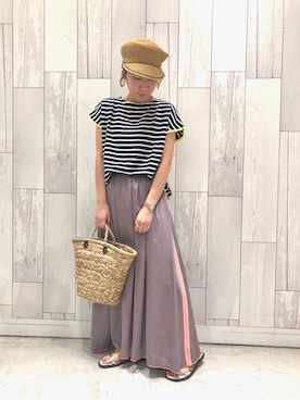 「Casselini（キャセリーニ）のアイテム（かごバッグ）」を使った、ﾏｲｺﾊﾞさん（レディース・155cm）の夏コーディネート