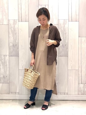 「Casselini（キャセリーニ）のアイテム（かごバッグ）」を使った、ﾏｲｺﾊﾞさん（レディース・155cm）の夏コーディネート