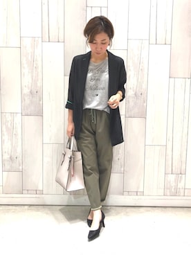 「Q（キュー）のアイテム（テーラードジャケット）」を使った、ﾏｲｺﾊﾞさん（レディース・155cm）の夏コーディネート