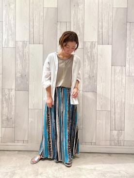 「Q（キュー）のアイテム（シューズ）」を使った、ﾏｲｺﾊﾞさん（レディース・155cm）の夏コーディネート