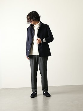 「JOURNAL STANDARD relume（ジャーナルスタンダード　レリューム）のアイテム（チェスターコート）」を使った、zonoさん（メンズ・178cm）の冬コーディネート