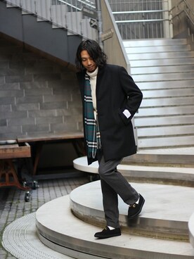 「JOURNAL STANDARD relume（ジャーナルスタンダード　レリューム）のアイテム（チェスターコート）」を使った、zonoさん（メンズ・178cm）の冬コーディネート