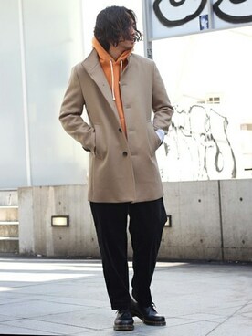 「JOURNAL STANDARD relume（ジャーナルスタンダード　レリューム）のアイテム（チェスターコート）」を使った、zonoさん（メンズ・178cm）の冬コーディネート