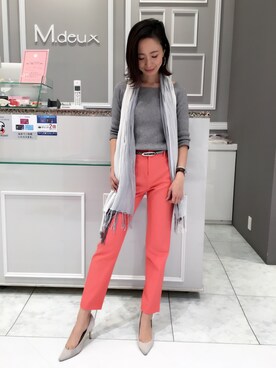 「M.deux（エムドゥ）のアイテム（パンツ）」を使った、kst.さん（レディース・158cm）の春コーディネート