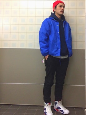 「Jordan」｜「アイテム（ナイロンジャケット）」を使った、Ryotaさん（メンズ・174cm）の春コーディネート