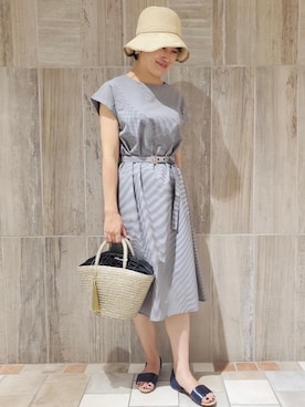 「ビジネス」｜「アイテム（帽子）」を使った、kuroda_yさん（レディース・159cm）の夏コーディネート