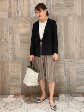 「closet story（クローゼットストーリー）の＜closet story＞ポインテッド バレエシューズ（バレエシューズ、シルバー系）」を使った、kuroda_yさん（レディース・159cm）の秋コーディネート