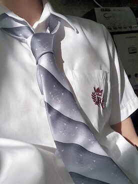 「アイテム（ネクタイ、シルバー系）」を使った、illionさん（レディース・157cm）の秋コーディネート