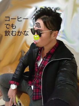 「壁のアイテム（その他、オレンジ系）」を使った、🍓ひ🍓ろ🍓し🍓さん（メンズ・183cm）の冬コーディネート