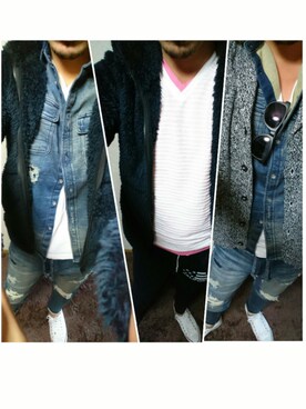 「余白のアイテム（その他、ホワイト系）」を使った、🍓ひ🍓ろ🍓し🍓さん（メンズ・183cm）の冬コーディネート