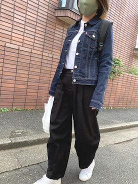 「devirock（デビロック）のアイテム（チノパンツ）」を使った、yurikiさん（レディース・154cm）の秋コーディネート
