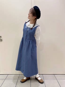 「ehka sopo（エヘカソポ）のアイテム（ハンチング/ベレー帽）」を使った、鈴木さん（レディース・153cm）の春コーディネート