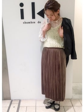 「ベロア」｜「アイテム（ライダースジャケット）」を使った、Malle chambre de charmeさん（レディース・163cm）の秋コーディネート