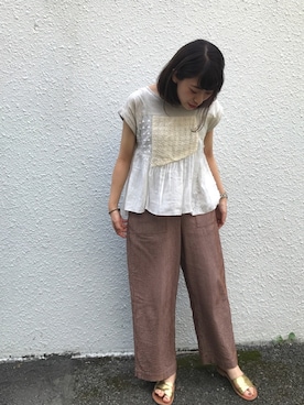 「chambre de charme（シャンブルドゥシャーム）のアイテム（パンツ）」を使った、Malle chambre de charmeさん（レディース・158cm）の夏コーディネート