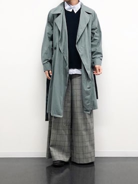 「ITTY BITTY（イッティービッティー）のアイテム（トレンチコート）」を使った、オダイラさん（メンズ・178cm）の冬コーディネート