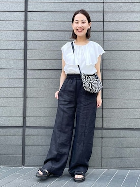 「アイテム（サンダル、グリーン系）」を使った、nakagawaさん（レディース・149cm）の夏コーディネート