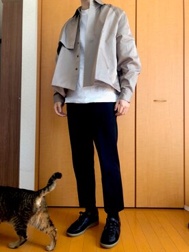 「COMME des GARCONS HOMME DEUX（コムデギャルソンオムドゥ）のアイテム（スラックス）」を使った、もきさん（メンズ・174cm）の春コーディネート