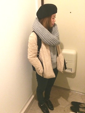 「UNIQLOコーデ」｜「アイテム（ハンチング/ベレー帽）」を使った、pinさん（レディース・146cm）の冬コーディネート