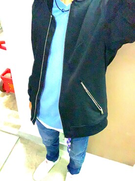 「Confirm（コンファーム）のアイテム（MA-1）」を使った、みーくん🦄さん（メンズ・165cm）の秋コーディネート