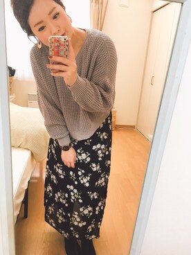 「mite_selectのアイテム（スカート、ブラック系）」を使った、ᴹᴬᶠᵁᵞᵁさん（レディース・153cm）の冬コーディネート