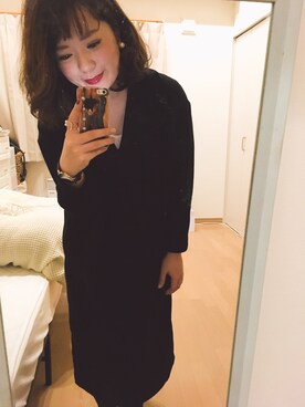 「JOURNAL STANDARD relume（ジャーナルスタンダード　レリューム）のBACKSIDE BRUSH TR スリットイージーワンピース#（ワンピース、ブラック系）」を使った、ᴹᴬᶠᵁᵞᵁさん（レディース・153cm）の冬コーディネート