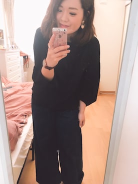 「URBAN RESEARCH DOORS WOMENS（アーバンリサーチ ドアーズ ウィメンズ）のDOORS コクーンスリーブブラウス（シャツ/ブラウス、ブラック系）」を使った、ᴹᴬᶠᵁᵞᵁさん（レディース・153cm）の春コーディネート