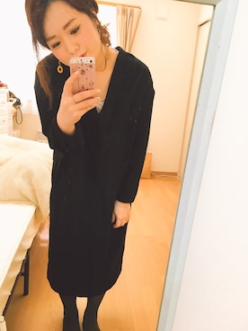 「JOURNAL STANDARD relume（ジャーナルスタンダード　レリューム）のBACKSIDE BRUSH TR スリットイージーワンピース#（ワンピース、ブラック系）」を使った、ᴹᴬᶠᵁᵞᵁさん（レディース・153cm）の春コーディネート