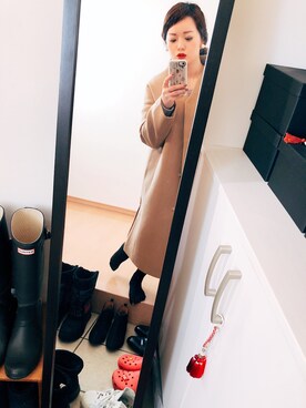 「KBF（ケイビーエフ）のKBF バックZIPコート（その他アウター、イエロー系）」を使った、ᴹᴬᶠᵁᵞᵁさん（レディース・153cm）の冬コーディネート