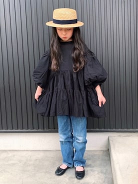 「アイテム（ハット）」を使った、kikkiさん（キッズ・125cm）の春コーディネート