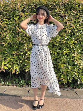 「レトロワンピース」｜「アイテム（その他）」を使った、ゆりかさん（レディース・149cm）の夏コーディネート