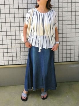 「go slow caravan（ゴースローキャラバン）のアイテム（タンクトップ）」を使った、1020mayuさん（レディース・165cm）の夏コーディネート