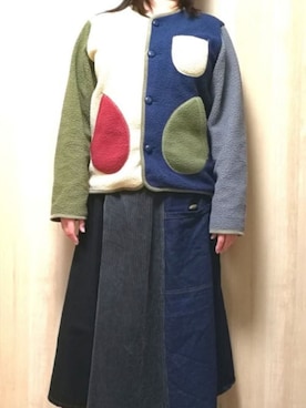 「go slow caravan」｜「アイテム（ノーカラージャケット）」を使った、1020mayuさん（レディース・165cm）の冬コーディネート