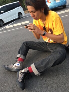 「TAKEO KIKUCHI（タケオキクチ）のアイテム（アナログ腕時計）」を使った、みよしさん（メンズ・174cm）の冬コーディネート