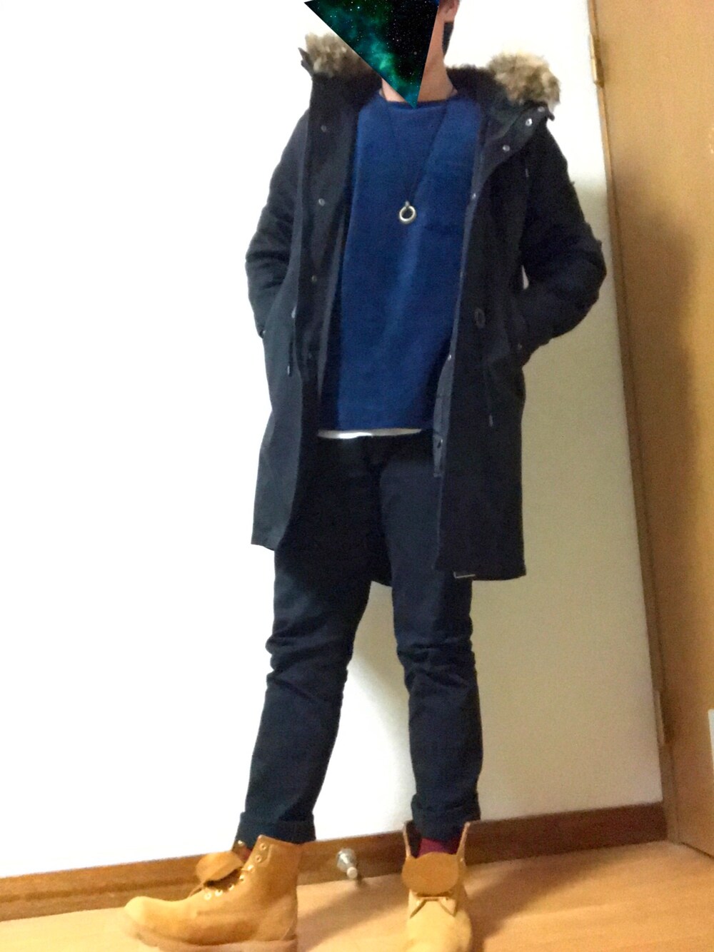 「GUのアイテム（パンツ、ブラック系）」を使った、Ryuさん（メンズ・177cm）の秋コーディネートの1枚目の写真