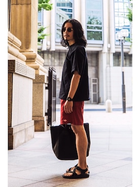 「アイテム（トートバッグ）」を使った、YOSHIWOさん（メンズ・171cm）の夏コーディネート