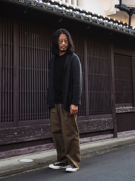 「アイテム（メガネ）」を使った、YOSHIWOさん（メンズ・171cm）の秋コーディネート