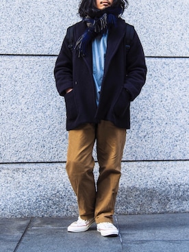 「COMOLI（コモリ）のアイテム（ジャケット/アウター）」を使った、YOSHIWOさん（メンズ・171cm）の冬コーディネート