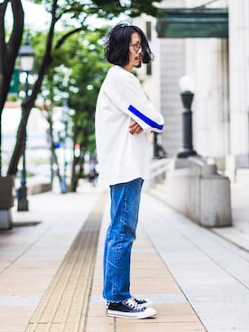 「アイテム（メガネ）」を使った、YOSHIWOさん（メンズ・171cm）の春コーディネート