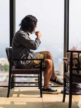 「アイテム（メガネ）」を使った、YOSHIWOさん（メンズ・171cm）の夏コーディネート