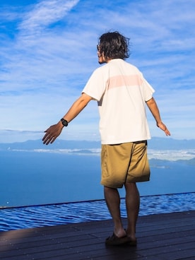 「アイテム（トートバッグ）」を使った、YOSHIWOさん（メンズ・171cm）の夏コーディネート